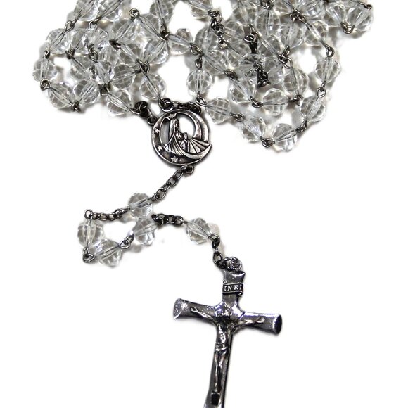 VINTAGE STERLING SILVER ROSARY WITH ORIGINAL POUCH - Picture 2 of 3